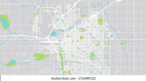 Urban vector city map of Lincoln, USA. Nebraska state capital