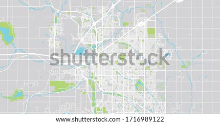 Urban vector city map of Lincoln, USA. Nebraska state capital