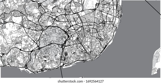Stadtplan der städtischen Vektorillustration Lissabon, Portugal