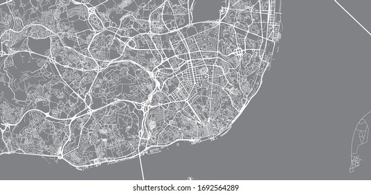 Urban vector city map of Lisbon, Portugal