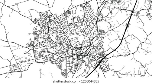 Urban vector city map of Lisburn, Ireland