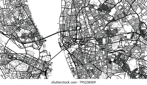 Urban vector city map of Liverpool, England