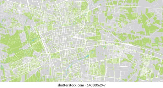 Urban vector city map of Lodz, Poland