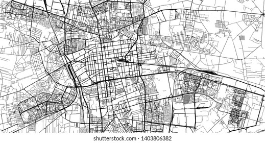 Urban vector city map of Lodz, Poland