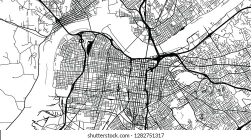 Urban vector city map of Louisville, Kentucky, United States of America