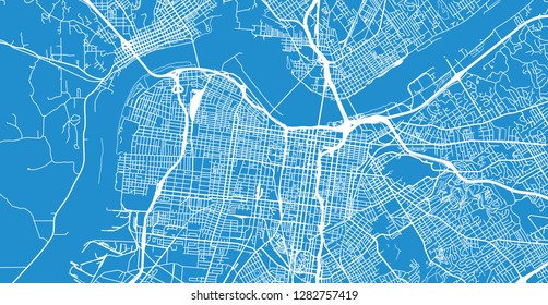 Urban vector city map of Louisville, Kentucky, United States of America