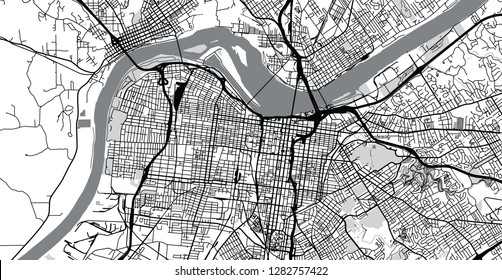 Urban vector city map of Louisville, Kentucky, United States of America