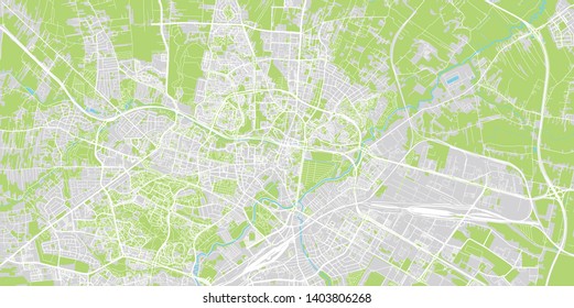 Urban vector city map of Lublin, Poland