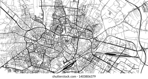 Urban vector city map of Lublin, Poland