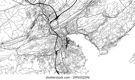 Urban vector city map of Lucerne, Switzerland, Europe