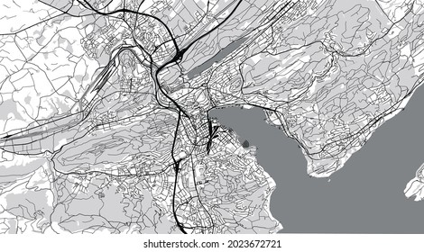 Urban vector city map of Lucerne, Switzerland, Europe