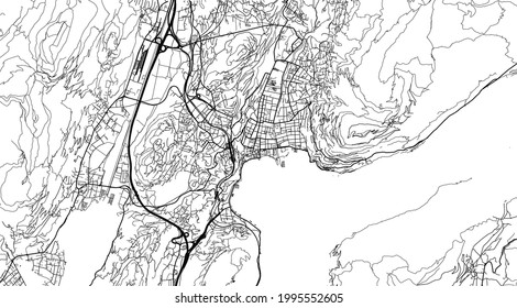 Urban vector city map of Lugano, Switzerland, Europe