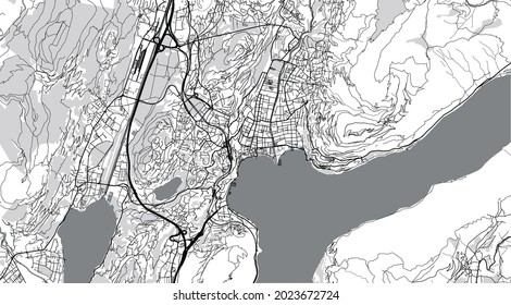 Urban vector city map of Lugano, Switzerland, Europe