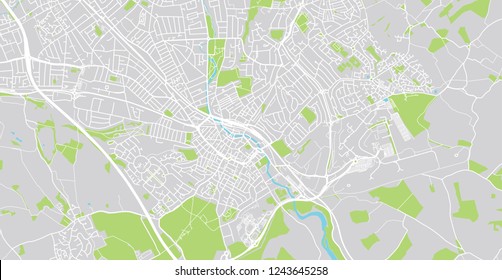 Urban vector city map of Luton, England