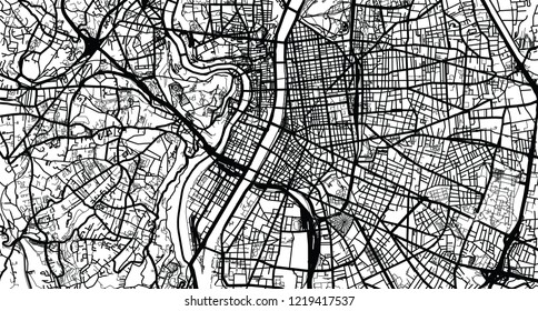 Urban vector city map of Lyon, France