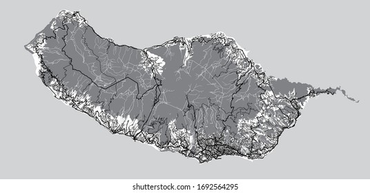 Urban vector city map of Madeira Island, Portugal