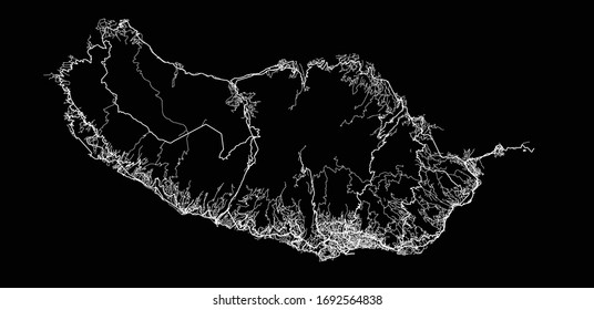 Urban vector city map of Madeira Island, Portugal