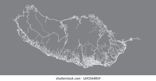 Urban vector city map of Madeira Island, Portugal