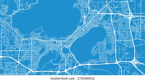 Urban vector city map of Madison, USA. Wisconsin state capital