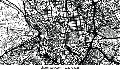Urban vector city map of Madrid, Spain