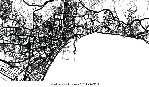 Urban vector city map of Malaga, Spain