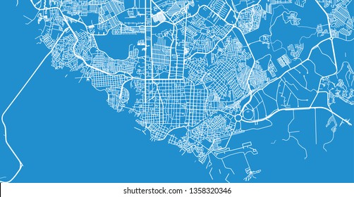 Urban vector city map of Manaus, Brazil