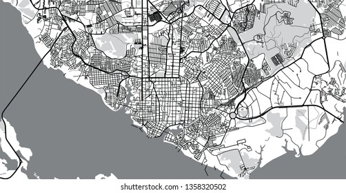 Urban vector city map of Manaus, Brazil
