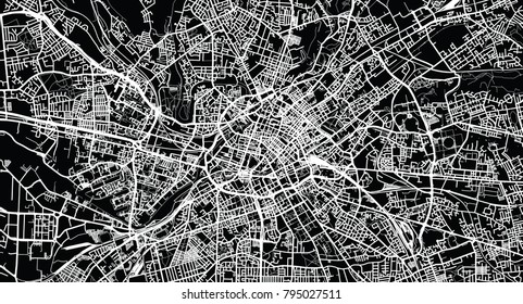 Urban vector city map of Manchester, England