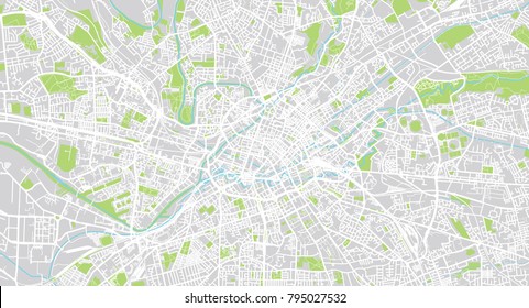 Urban vector city map of Manchester, England