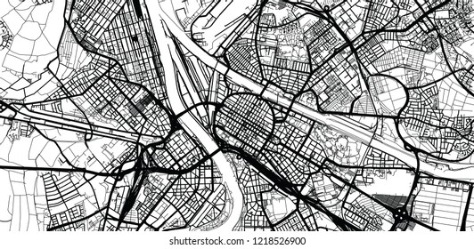 Urban vector city map of Mannheim, Germany