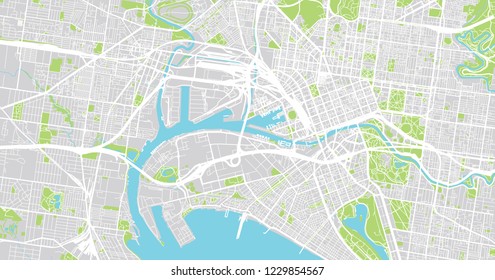 Urban Vector City Map Melbourne Australia Stock Vector (Royalty Free ...