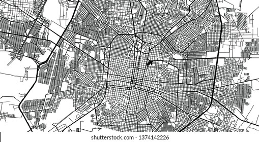 Urban vector city map of Merida, Mexico