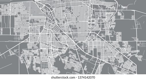Urban vector city map of Mexicali, Mexico