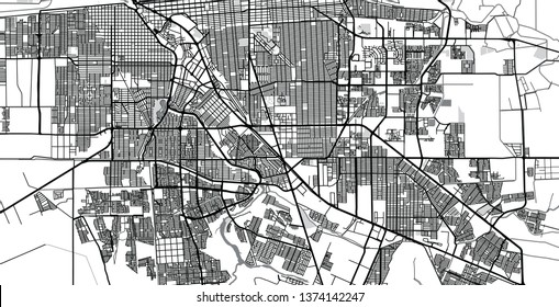 Urban vector city map of Mexicali, Mexico