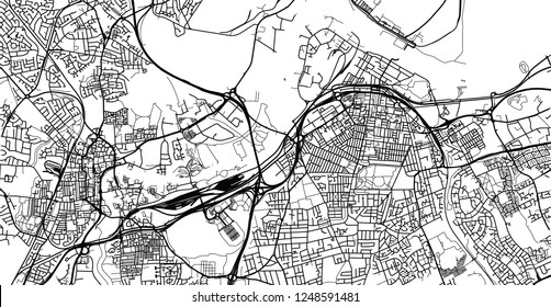 Urban vector city map of Middlesborough, England