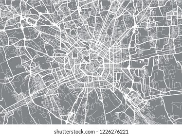 Urban vector city map of Milan, Italy