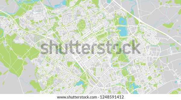 Urban Vector City Map Of Milton Keynes, England