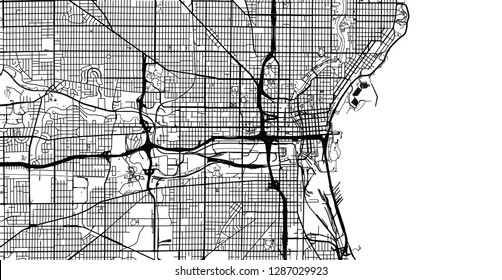 Urban vector city map of Milwaukee, Wisconsin, United States of America