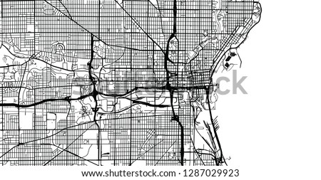 Urban vector city map of Milwaukee, Wisconsin, United States of America