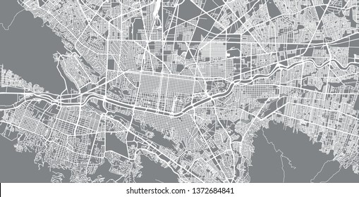 Urban vector city map of Monterrey, Mexico