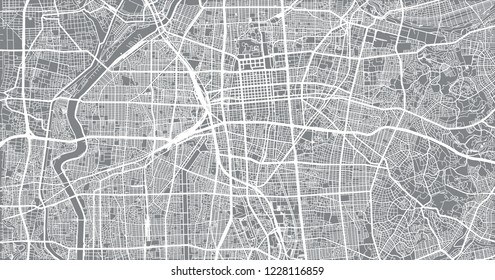 Urban vector city map of Nagoya, Japan