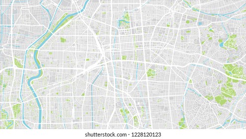 Urban vector city map of Nagoya, Japan
