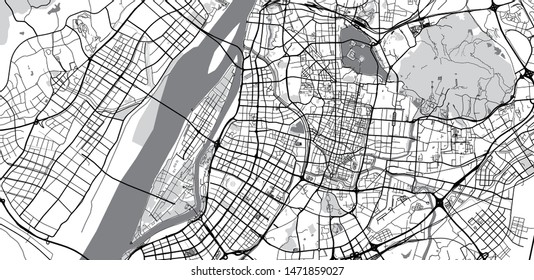 Urban vector city map of Nanjing, China