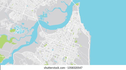 Urban vector city map of Natal, Brazil