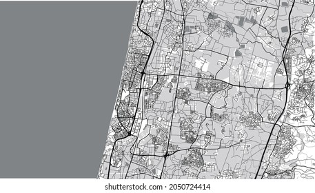 Urban vector city map of Netanya, Israel, middle east