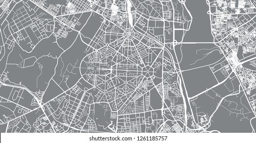 Urban vector city map of New Delhi, India