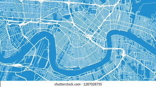 Urban vector city map of New Orleans, Louisiana, United States of America