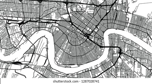 Urban vector city map of New Orleans, Louisiana, United States of America