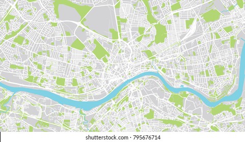 Urban Vector City Map Of Newcastle, England