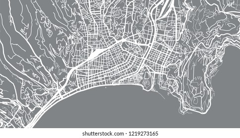 Urban vector city map of Nice, France
